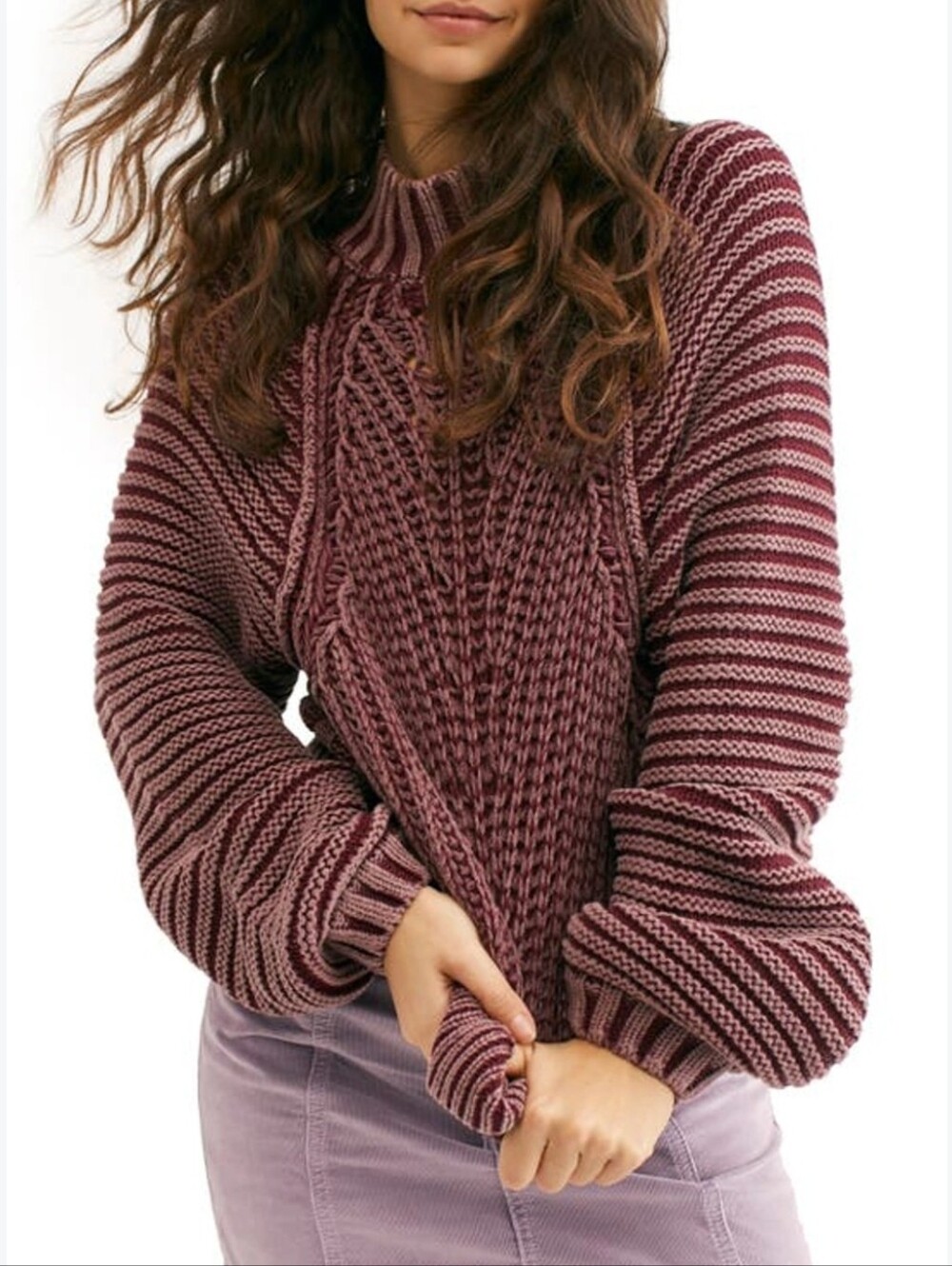 FREE PEOPLE Sweetheart Rib Chunky Mock Neck Sweater XL